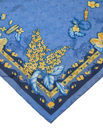 Butterfly Scarf 45 in Blue & Yellow Floral Silk