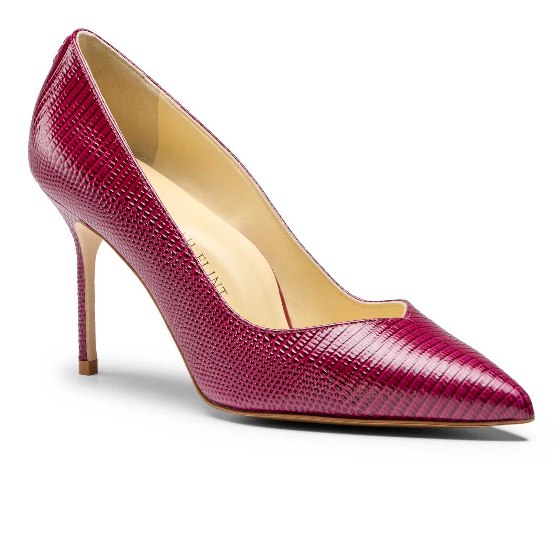 Perfect Pump 85 in Deep Burgundy Lizard Embossed Calf