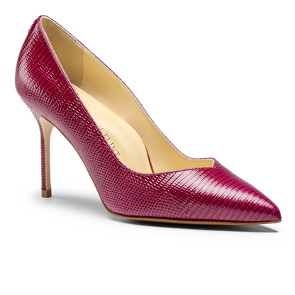 Perfect Pump 85 in Deep Burgundy Lizard Embossed Calf