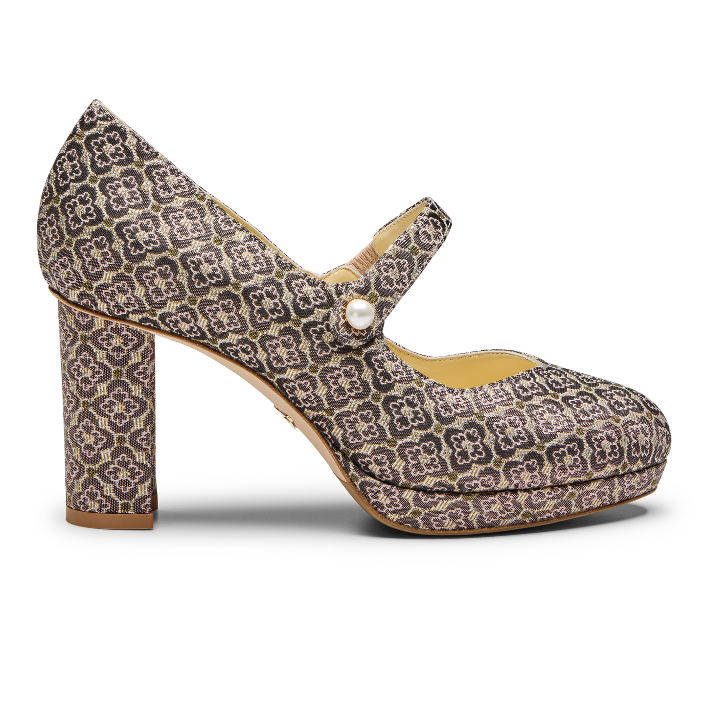 Perfect Mary Jane Platform 85 in Plum Metallic Jacquard