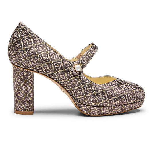 Perfect Mary Jane Platform 85 in Plum Metallic Jacquard