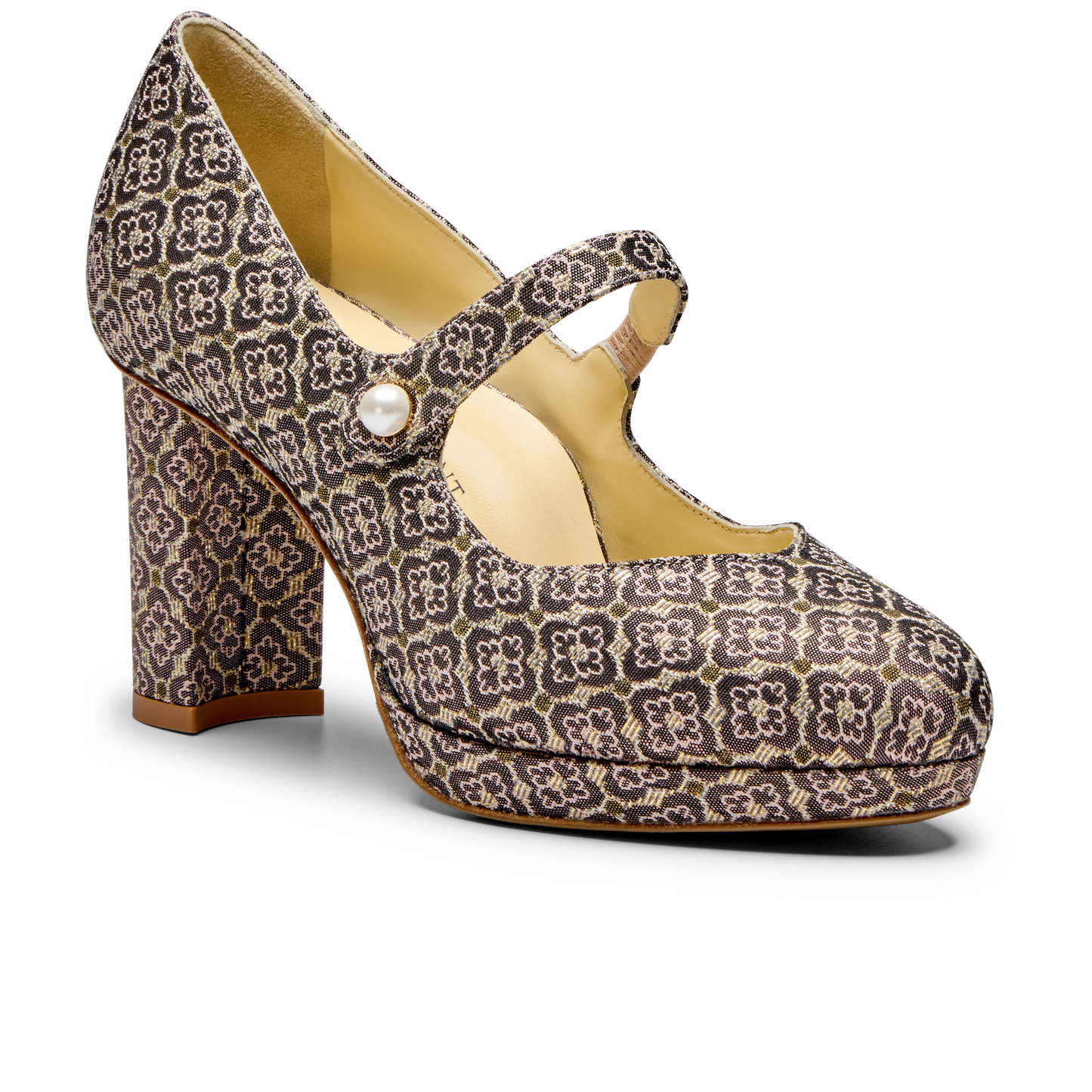 Perfect Mary Jane Platform 85 in Plum Metallic Jacquard