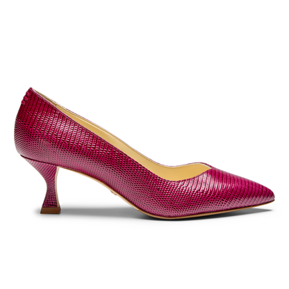 Perfect Kitten Pump 50 in Deep Burgundy Lizard Embossed Calf