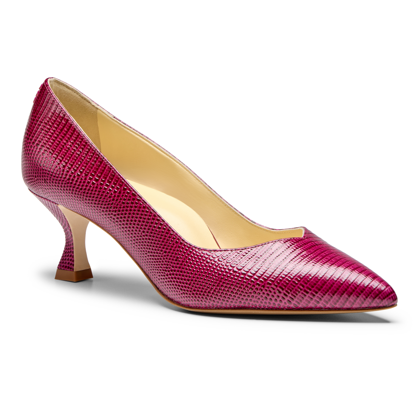 Perfect Kitten Pump 50 in Deep Burgundy Lizard Embossed Calf