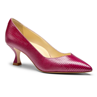 Perfect Kitten Pump 50 in Deep Burgundy Lizard Embossed Calf