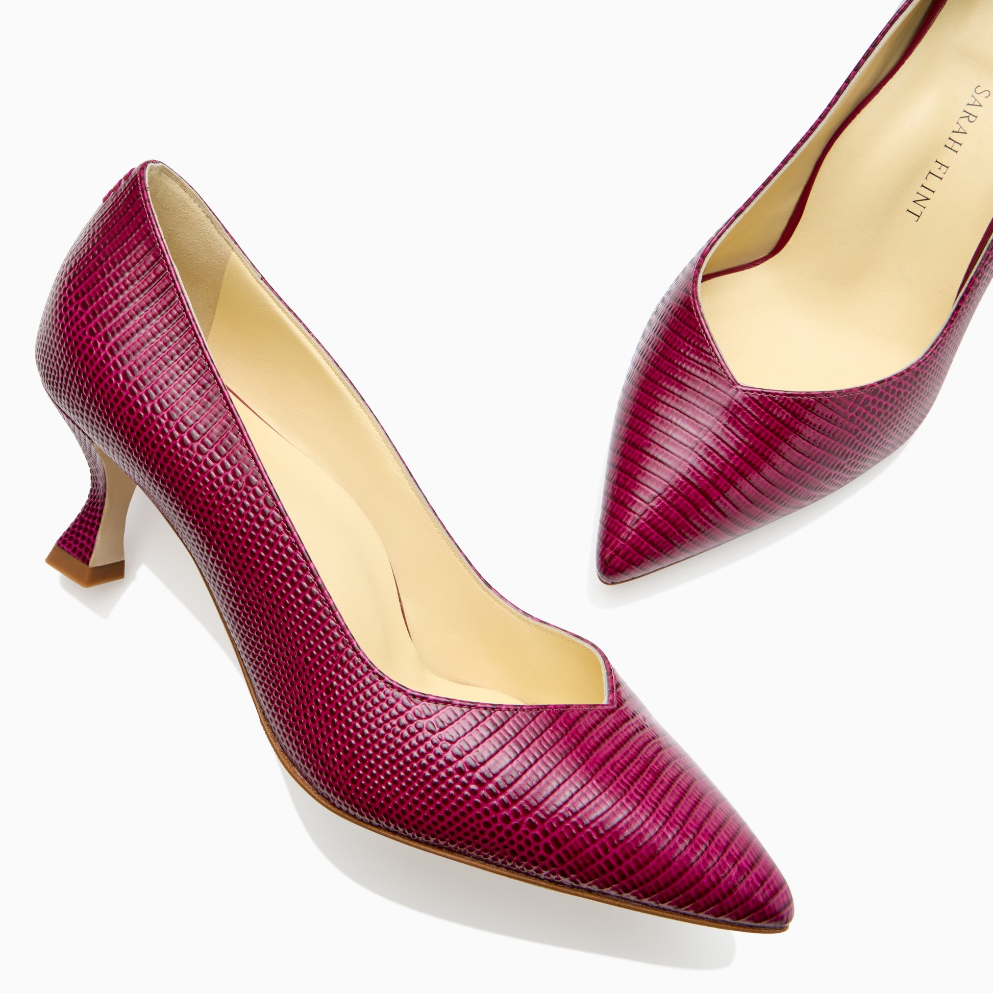 Perfect Kitten Pump 50 in Deep Burgundy Lizard Embossed Calf