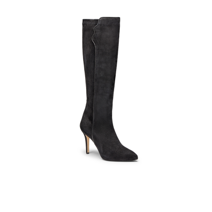 Perfect Dress Boot 90 in Black Stretch Suede