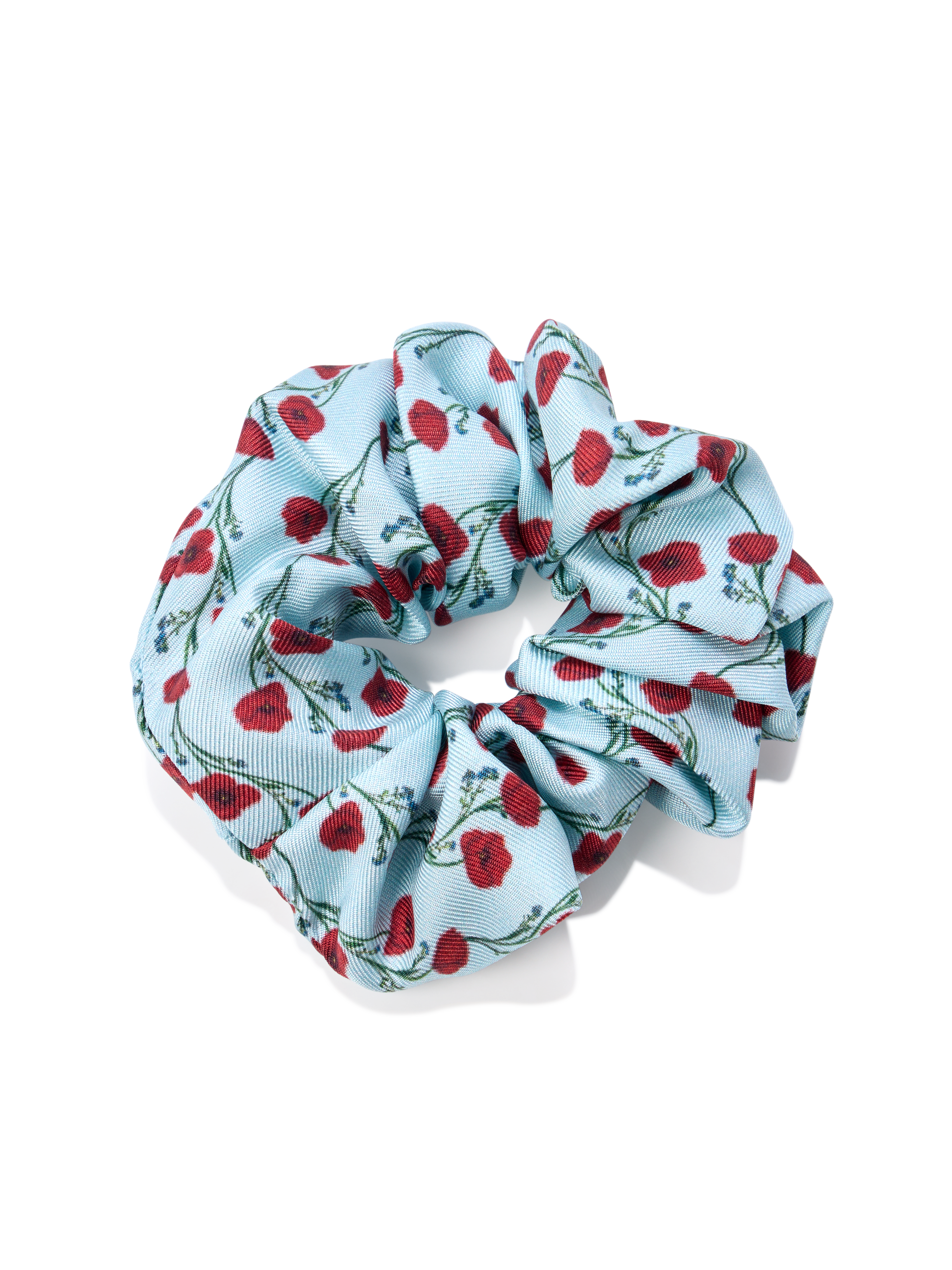 Silk Scrunchie in Poppy Printed Silk