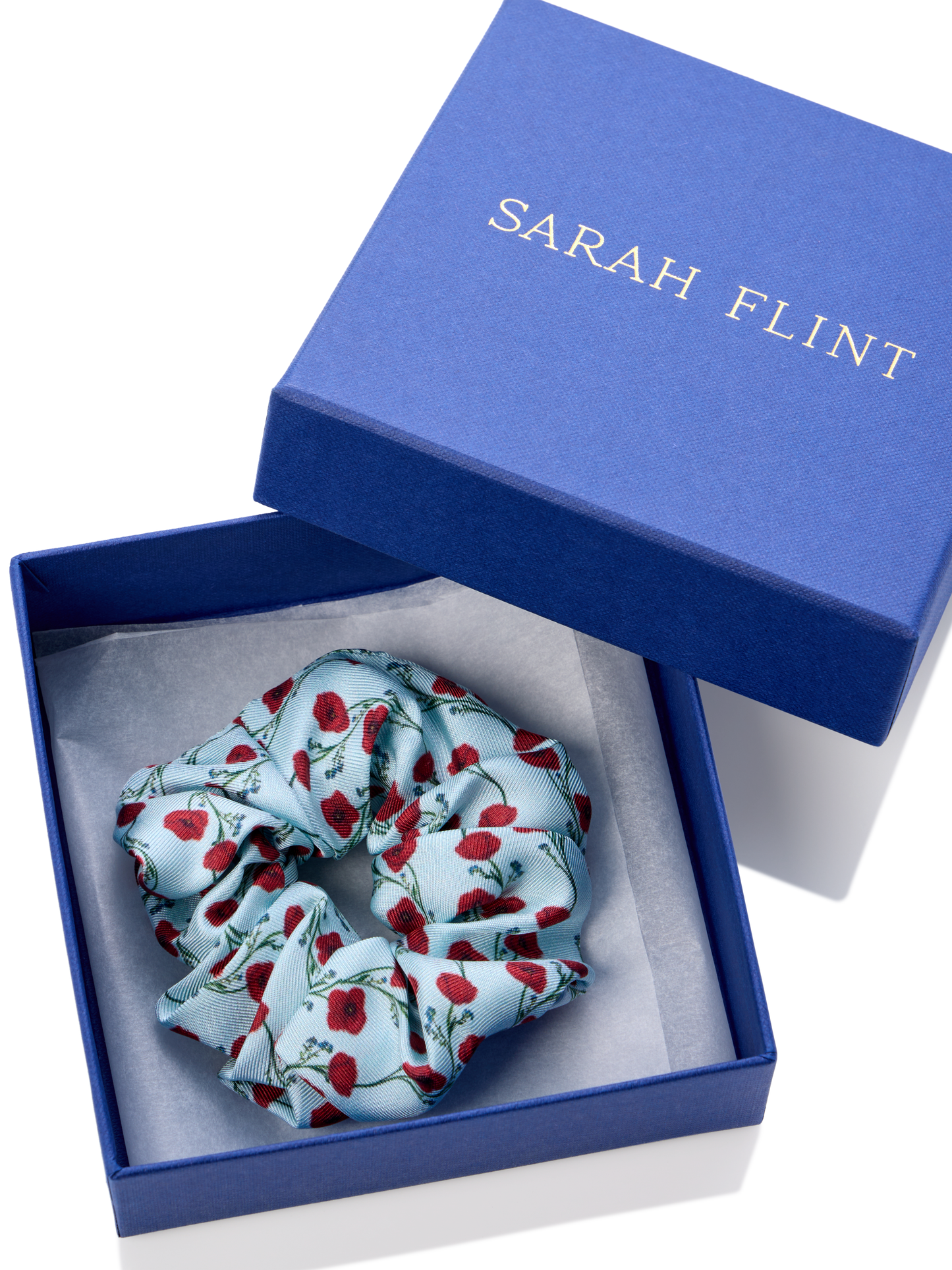 Silk Scrunchie in Poppy Printed Silk