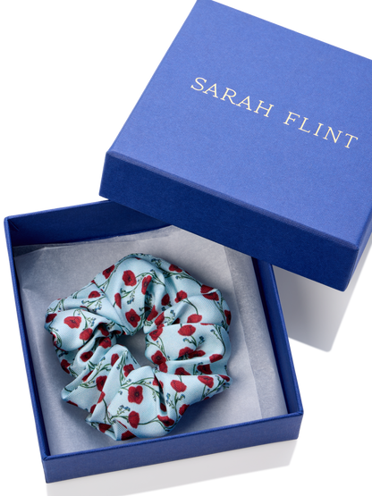 Silk Scrunchie in Poppy Printed Silk