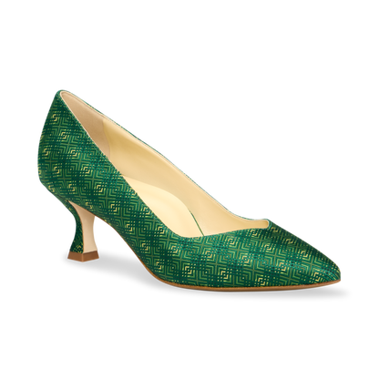 Perfect Kitten Pump 50 in Court Green Jacquard