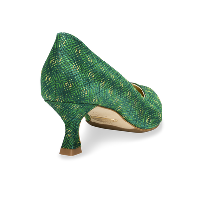 Perfect Kitten Pump 50 in Court Green Jacquard