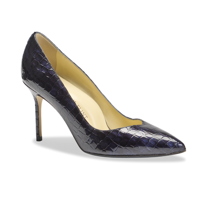 Perfect Pump 85 in Navy Croc Embossed Patent