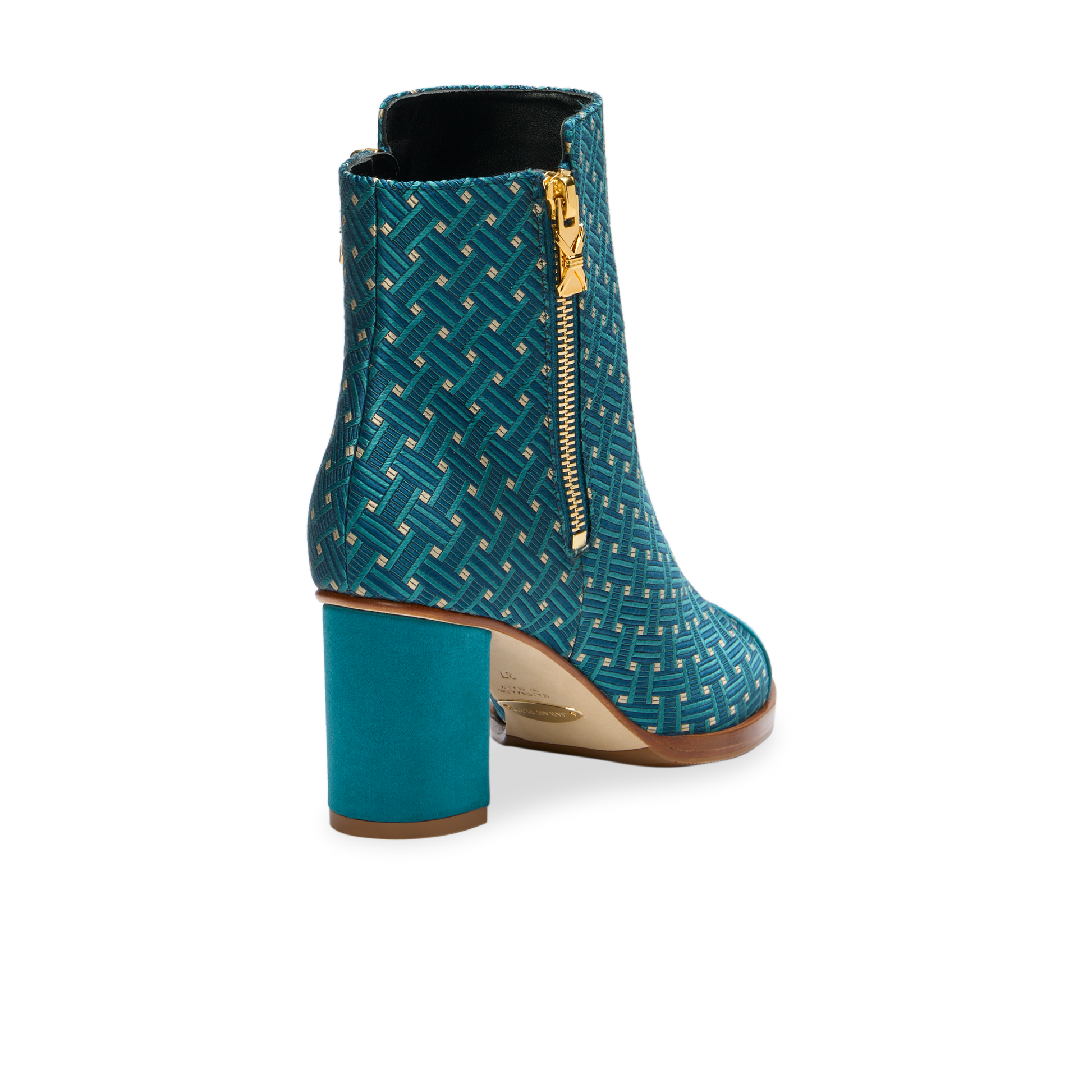 Perfect Zip Bootie 70 in Teal Deco Jacquard