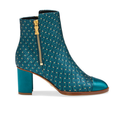 Perfect Zip Bootie 70 in Teal Deco Jacquard