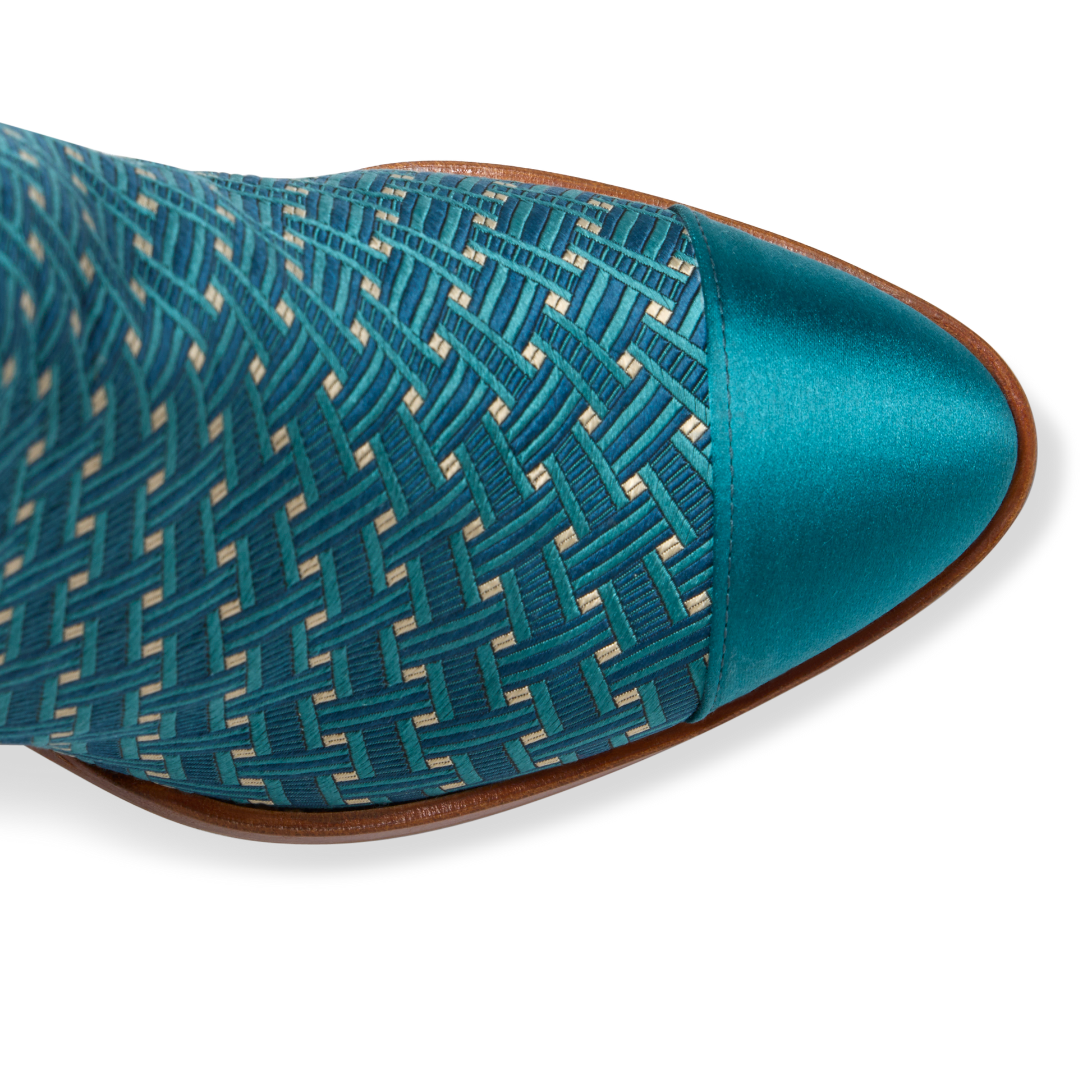 Perfect Zip Bootie 70 in Teal Deco Jacquard