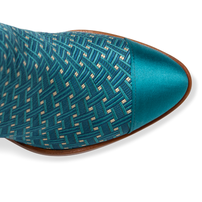 Perfect Zip Bootie 70 in Teal Deco Jacquard