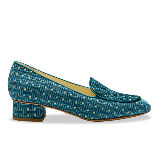 Rosie in Teal Deco Jacquard