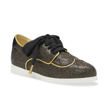 Wanderlust Sneaker in Black and Gold Sparkle