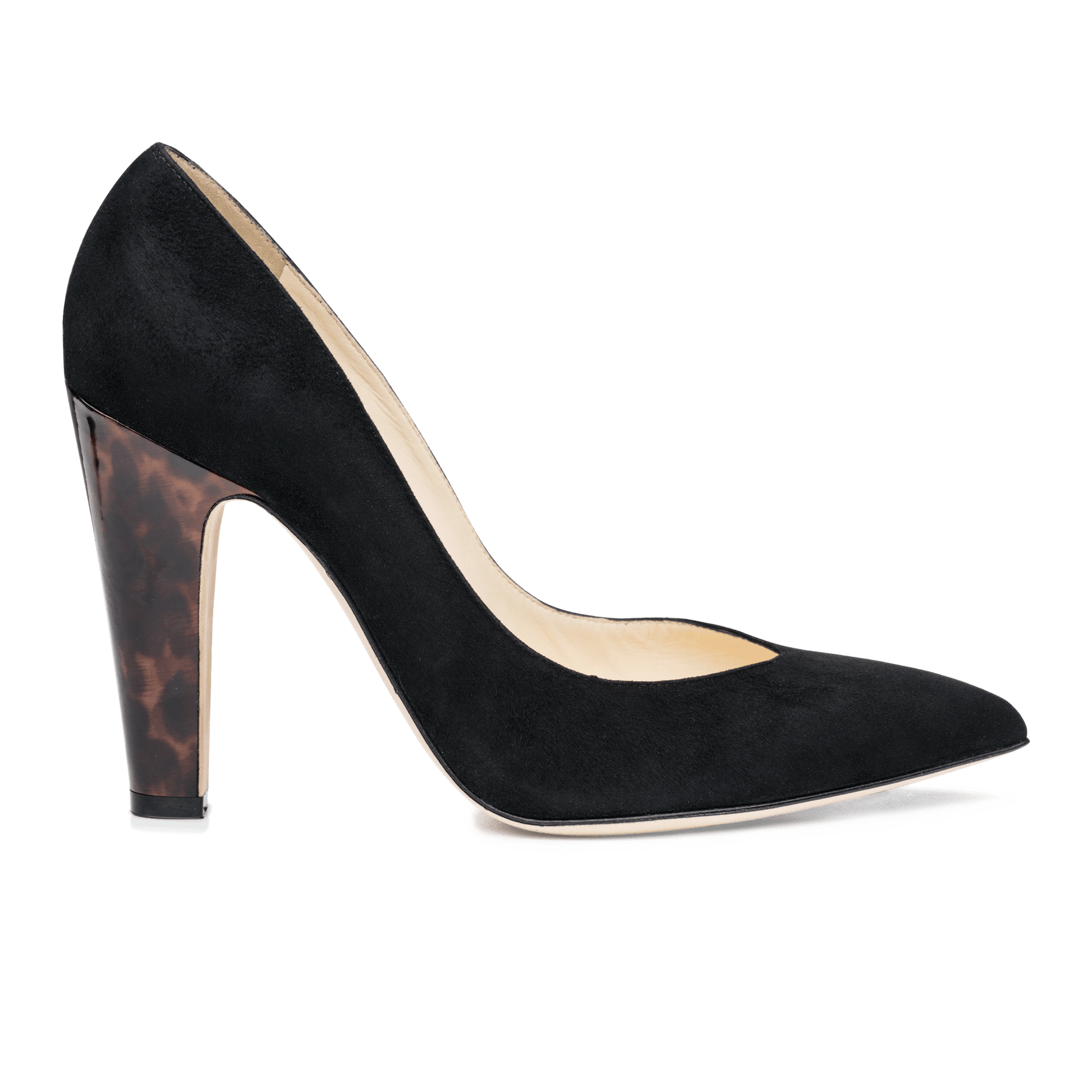 100mm Italian Made Pointed Toe Jay Pump in Black Suede