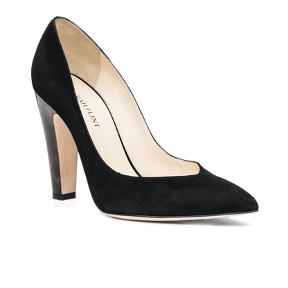 100mm Italian Made Pointed Toe Jay Pump in Black Suede