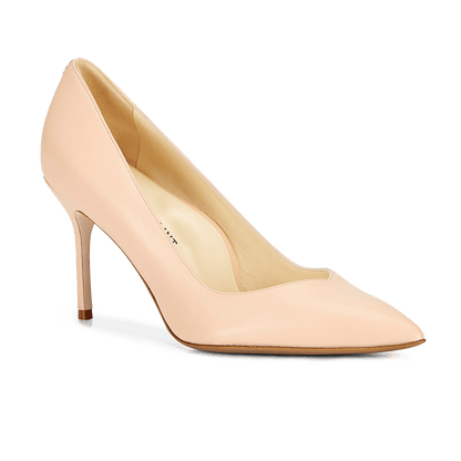 85mm Italian Made Pointed Toe Pump in Blush Nappa