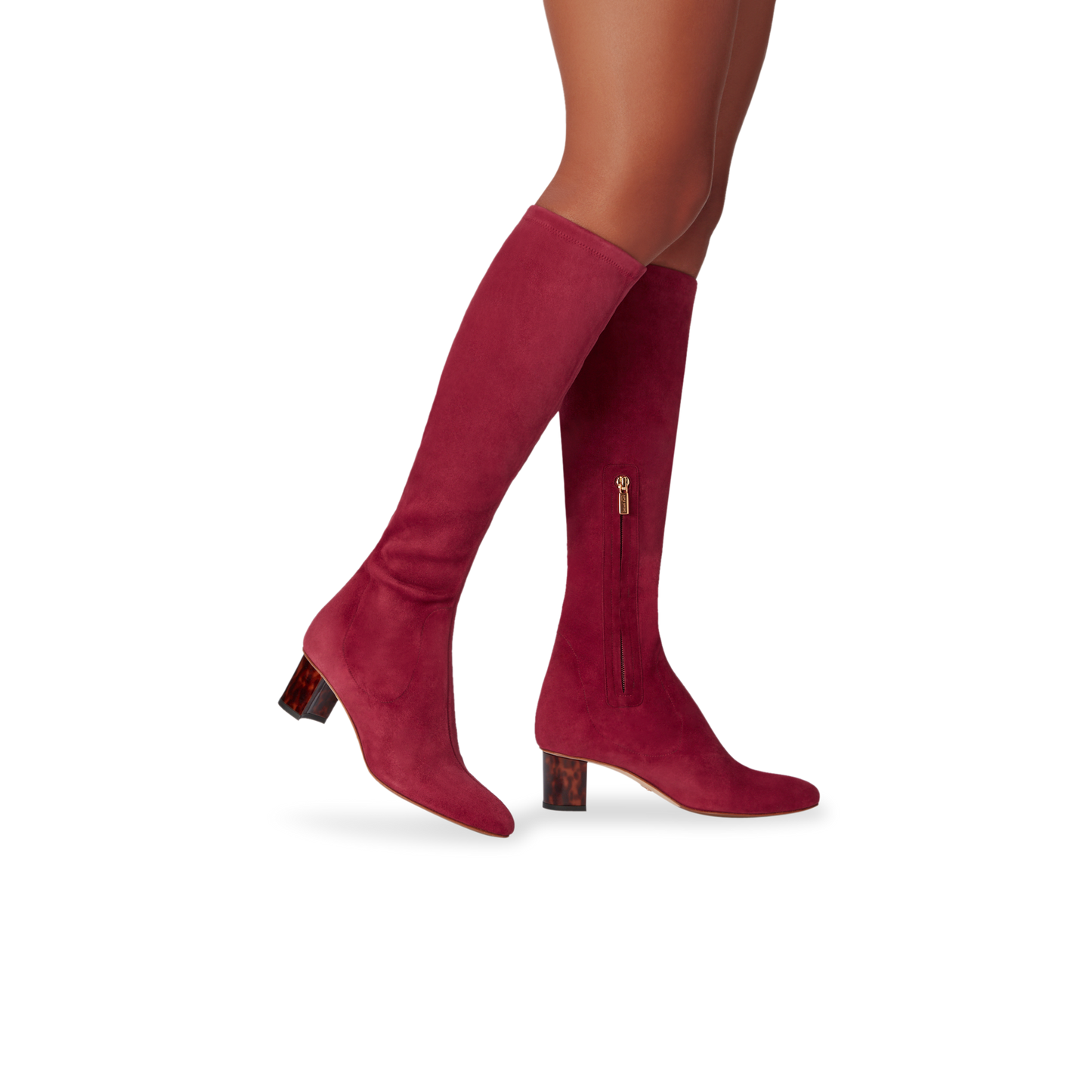 Alexandra 50 in Burgundy Stretch Suede Knee High 30mm Boot