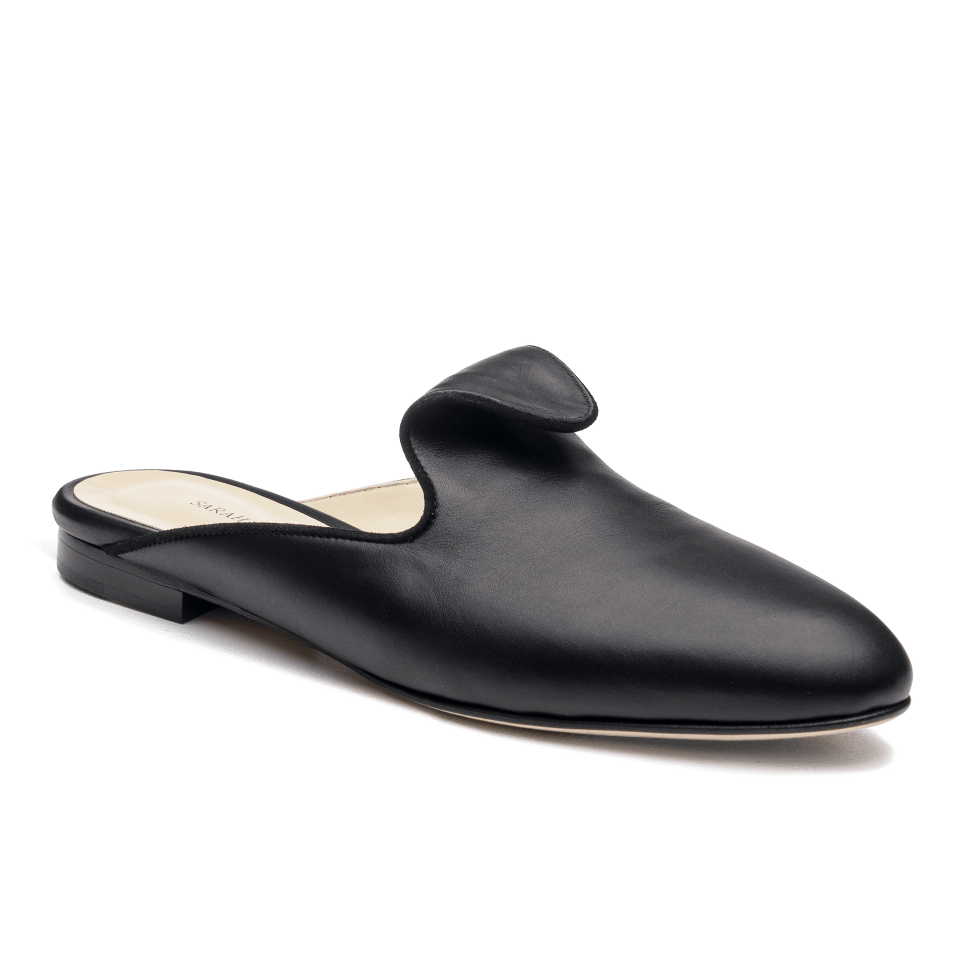 10mm Italian Made Andrea Slide Flat in Black Calf