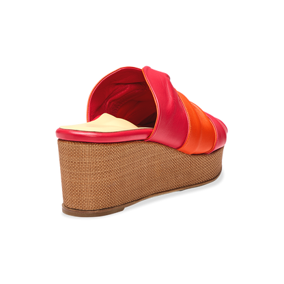 Perfect Arabesque Wedge 50 in Positano Pink Nappa & Woven Wedge