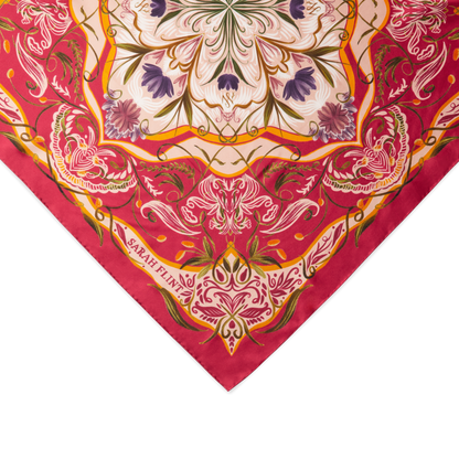 Chateaux Garden Scarf 90 in Geranium Pink Silk