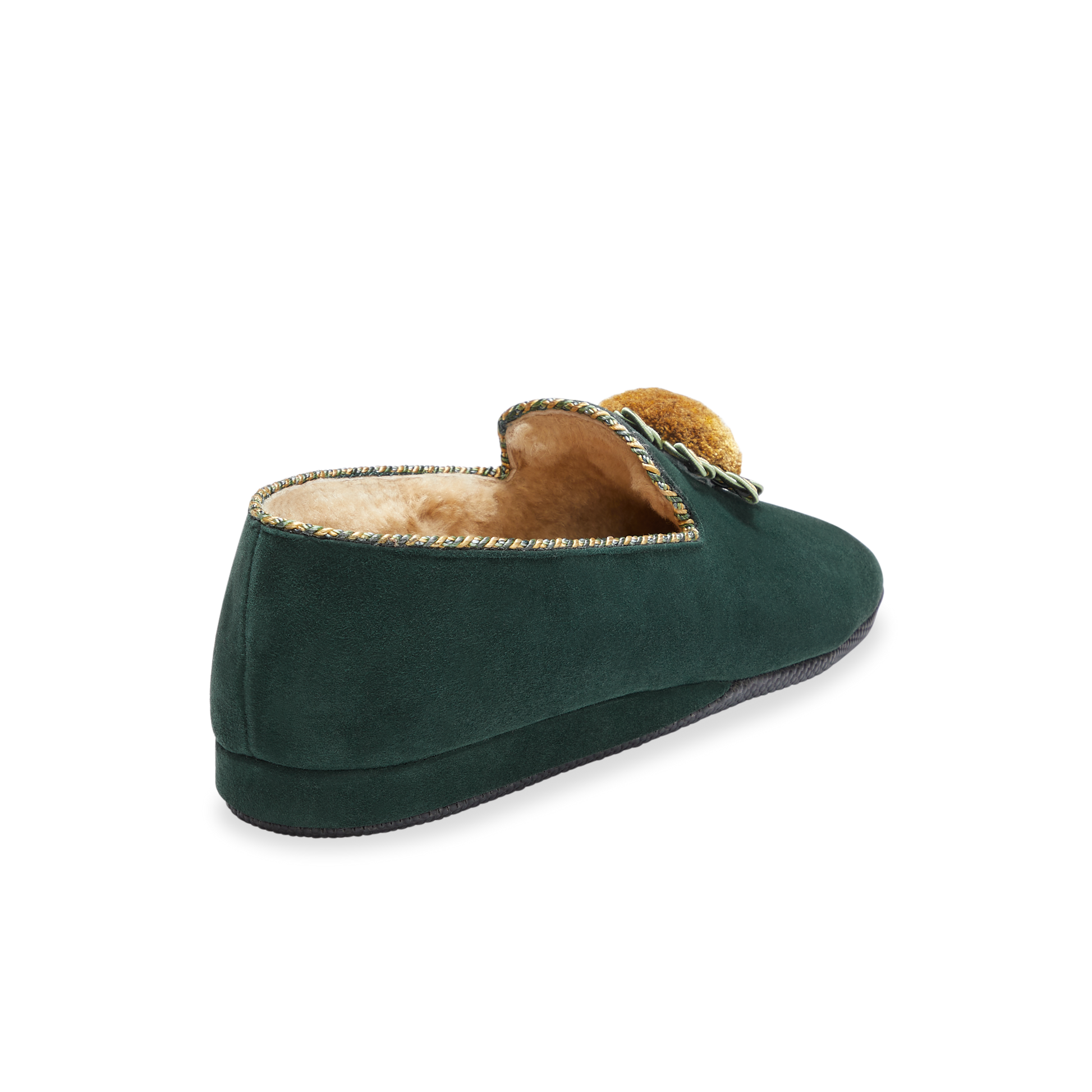 Fireside House Shoe in Evergreen Rosette Suede