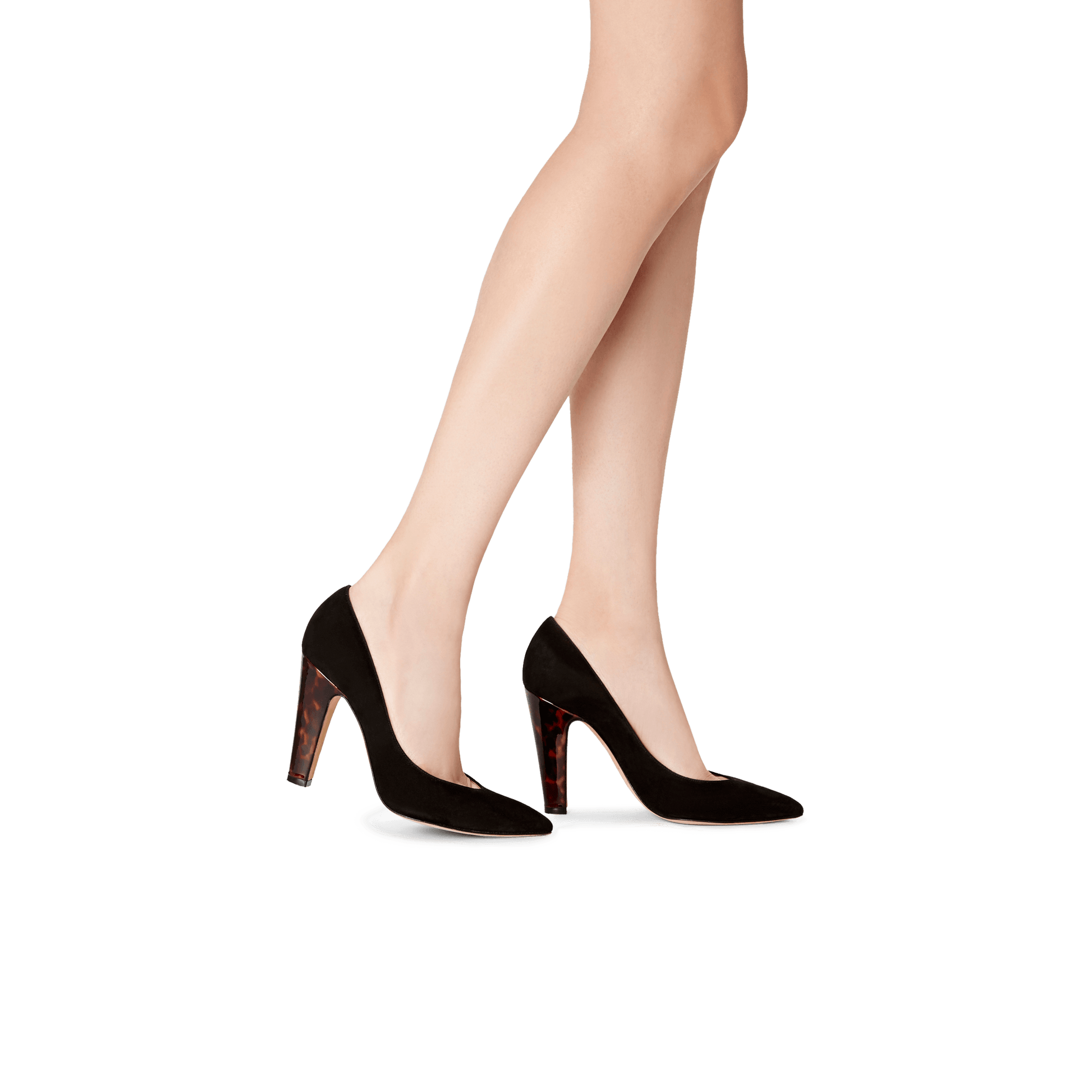 100mm Italian Made Pointed Toe Jay Pump in Black Suede