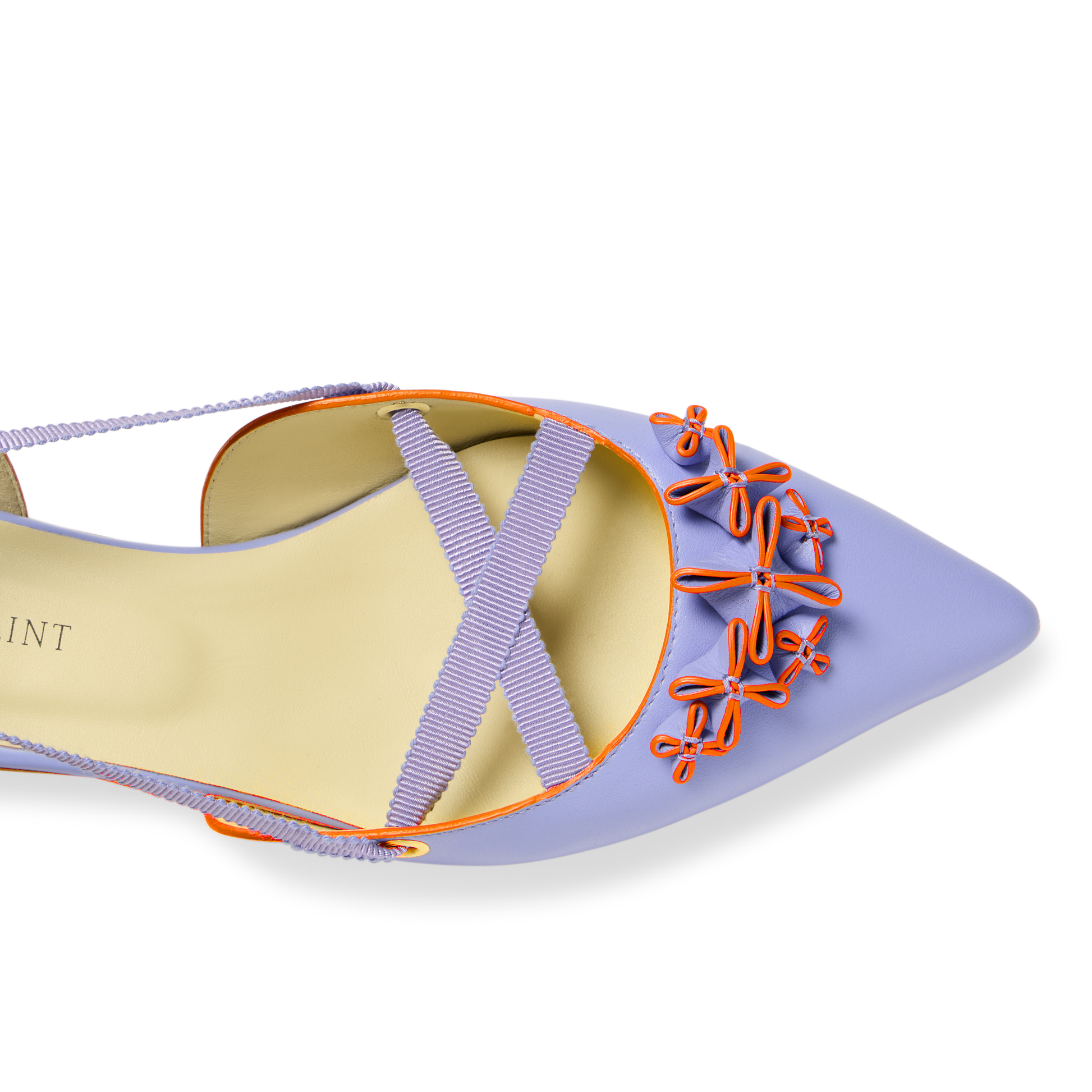 Jessica in Periwinkle Calf & Orange Painted Edge