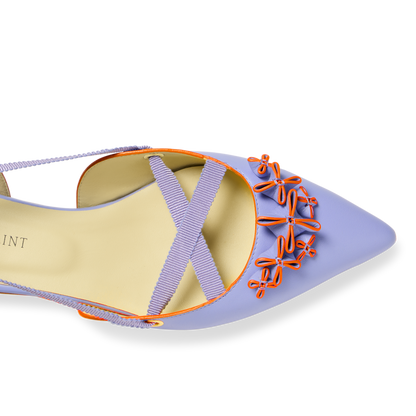 Jessica in Periwinkle Calf & Orange Painted Edge