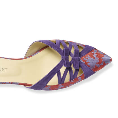 Kim Mule in Scarlet & Mauve Silk Jacquard