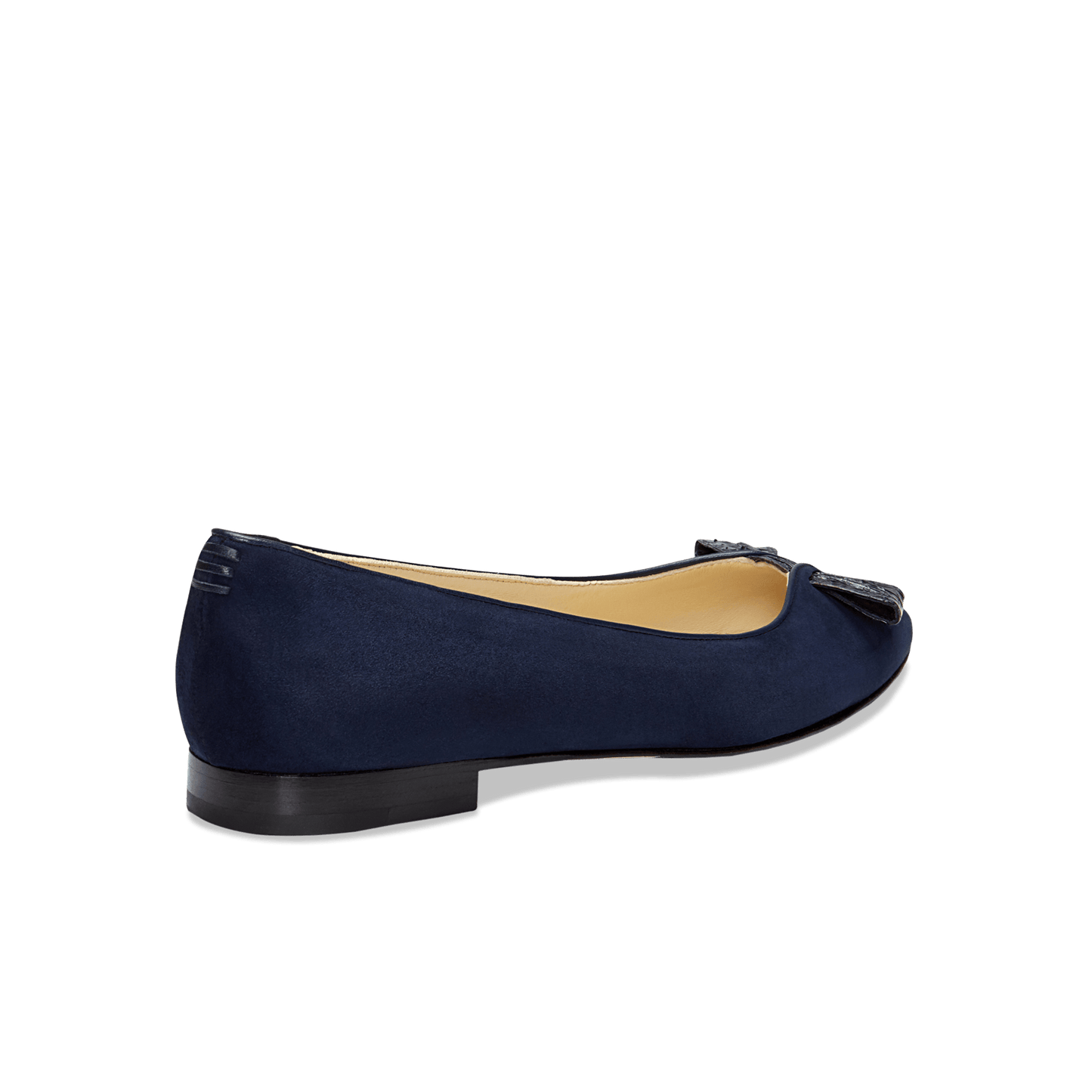 10mm Italian Made Pointed Toe Lana Flat in Navy Suede