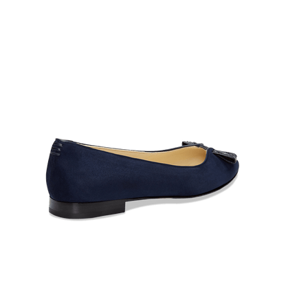 10mm Italian Made Pointed Toe Lana Flat in Navy Suede