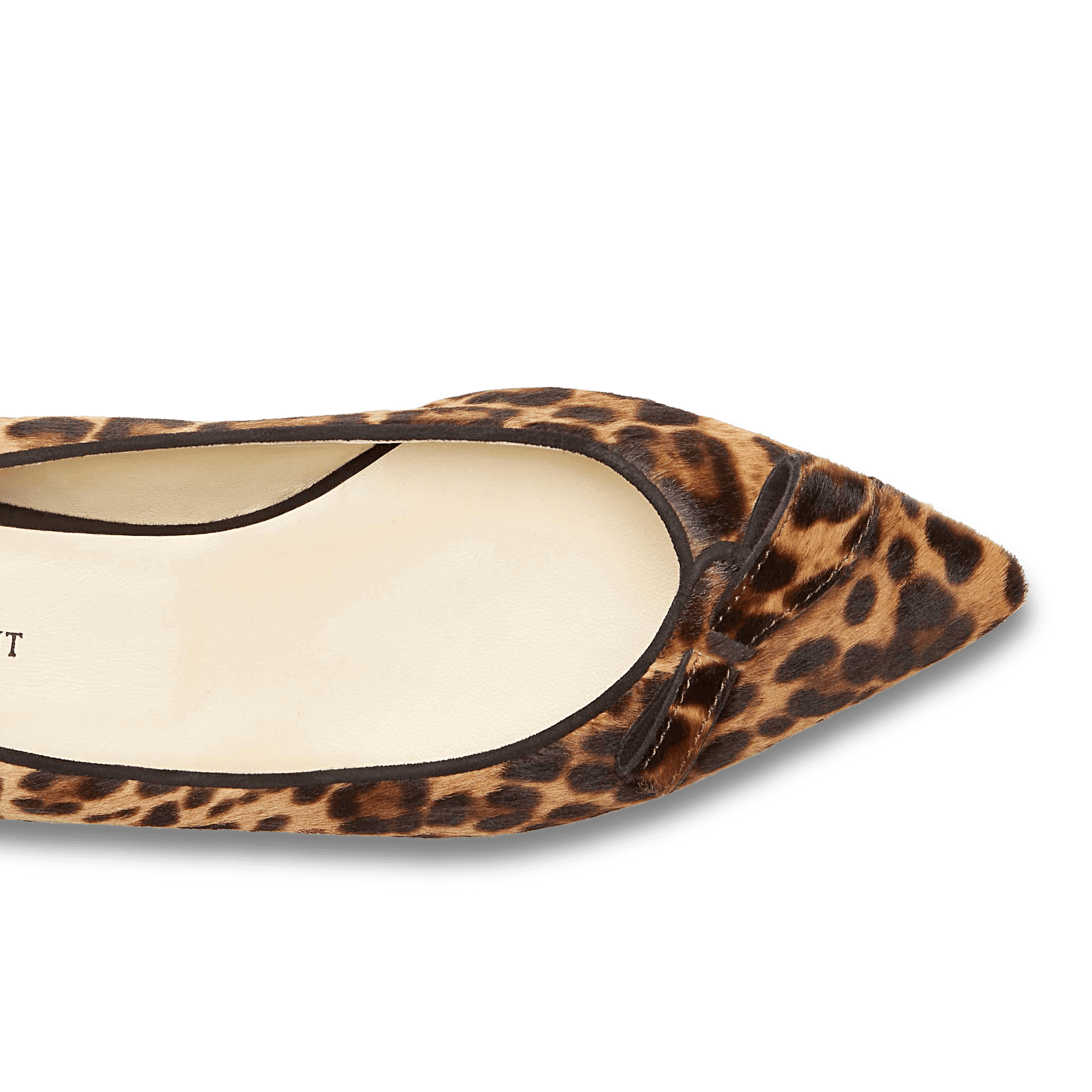 Ruka women's leopard-print leather ballet flats with thick track soles