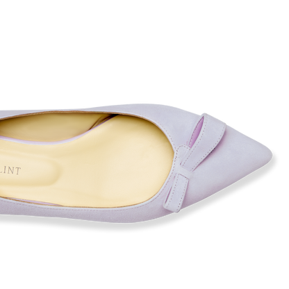 10mm Italian Made Natalie Pointed Toe Flat in Lavender Suede