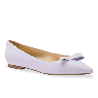 10mm Italian Made Natalie Pointed Toe Flat in Lavender Suede