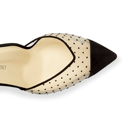 85mm Slingback Pointed Toe Parker Pump in Black Polka Dot