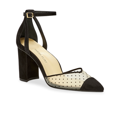 85mm Slingback Pointed Toe Parker Pump in Black Polka Dot