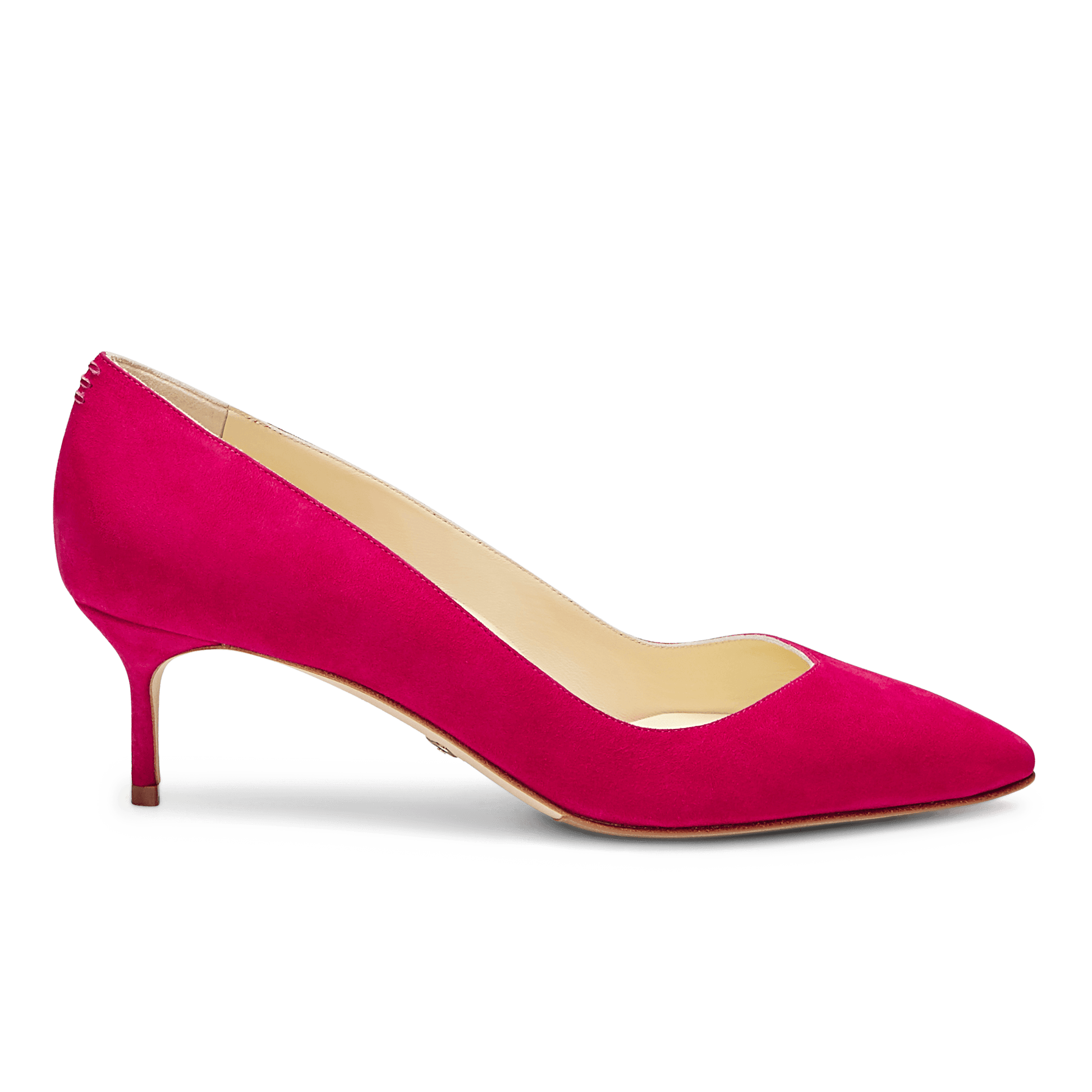 50mm Italian Made Pointed Toe Pump in Pomegranate Suede