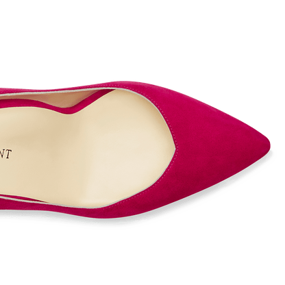 50mm Italian Made Pointed Toe Pump in Pomegranate Suede