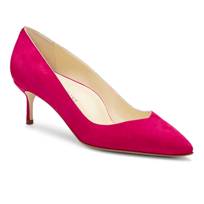 50mm Italian Made Pointed Toe Pump in Pomegranate Suede