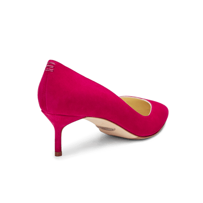 50mm Italian Made Pointed Toe Pump in Pomegranate Suede