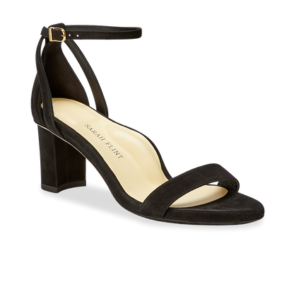 60mm Italian Made Perfect Block Sandal in Black Suede