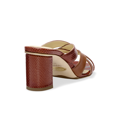 Perfect Crisscross Sandal 70 in Toffee & Embossed Calf