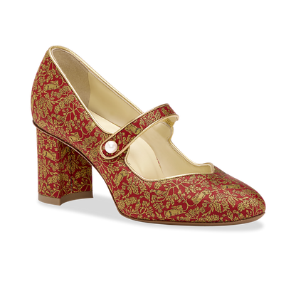 Perfect Mary Jane Pump 70 in Bright Red Rabbit Jacquard