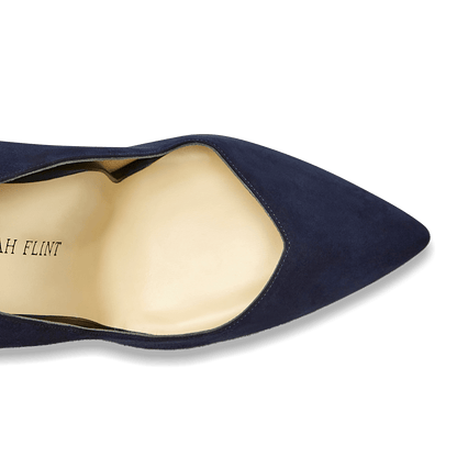 100m Italian Made Pointed Toe Pump in Navy Suede